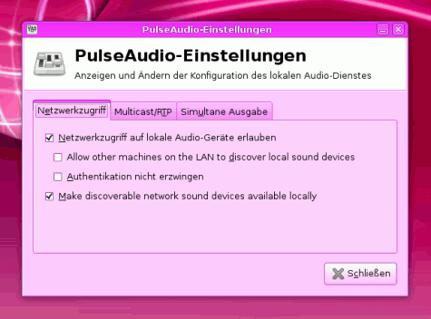 PulseAudio im Netzwerk freigeben (Screenshot vom Desktop meiner Freundin ;D )
